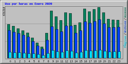 Uso por horas en Enero 2020